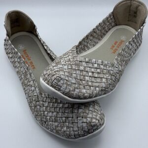 Bernie Mev Catwalk Woven Slip On Shoes Sand Shimmer Size 40